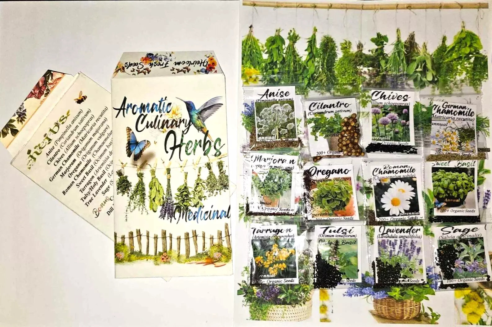 Culinary Herb Seeds Variety Pack – 12+ Heirloom Fresh Seeds for Home Gardening, Indoor & Outdoor, Non-GMO, Easy to Grow