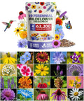 Wildflower Seed Mix Bulk Pack - 63,200+ Seeds, 19 Varieties for Pollinator Gardens, Attract Bees & Birds, Native Flower Seeds