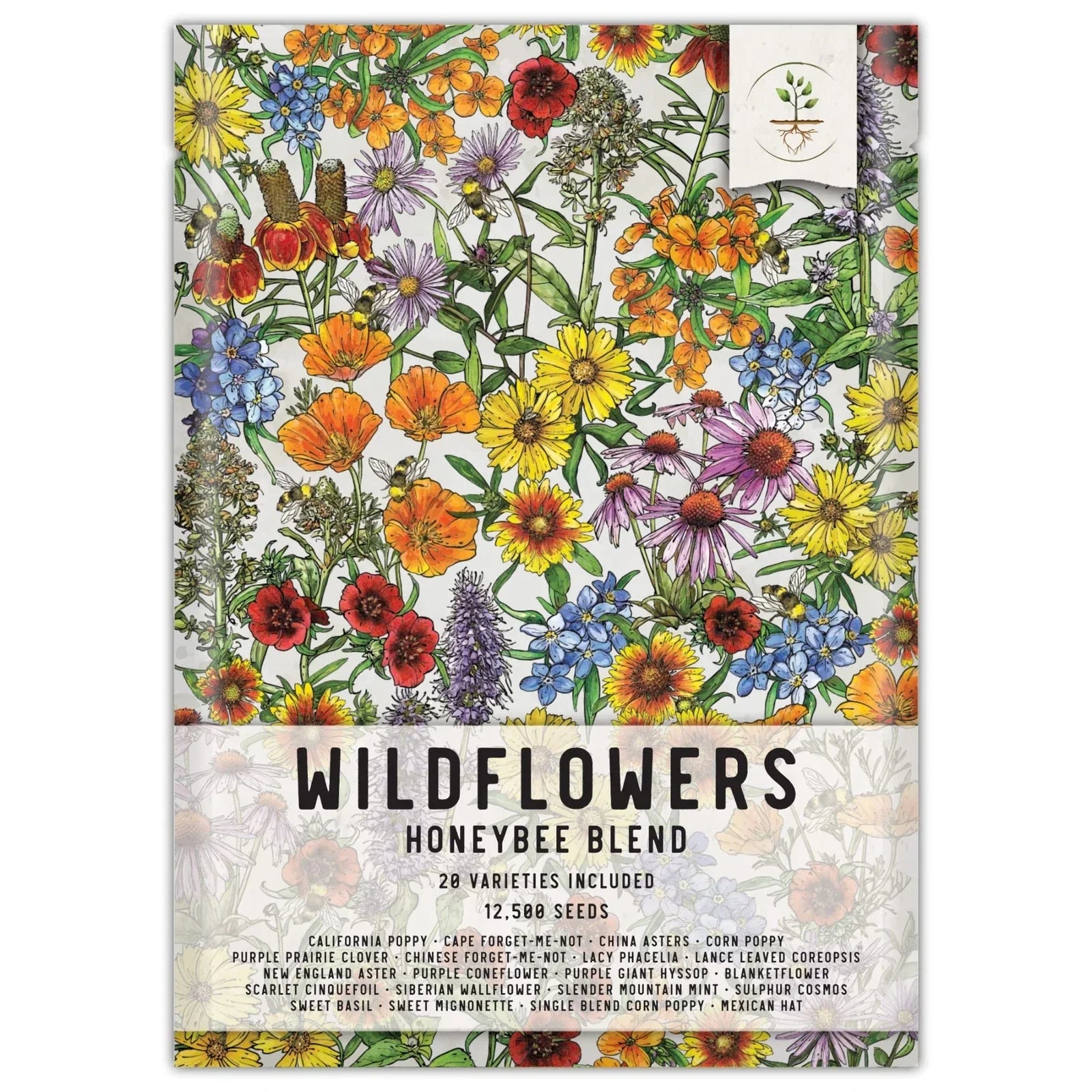 Bulk Wildflower Seeds Pack – Honey Bee Mix, 12500 Seeds for Pollinator Gardens, Eco-Friendly Natural Landscaping