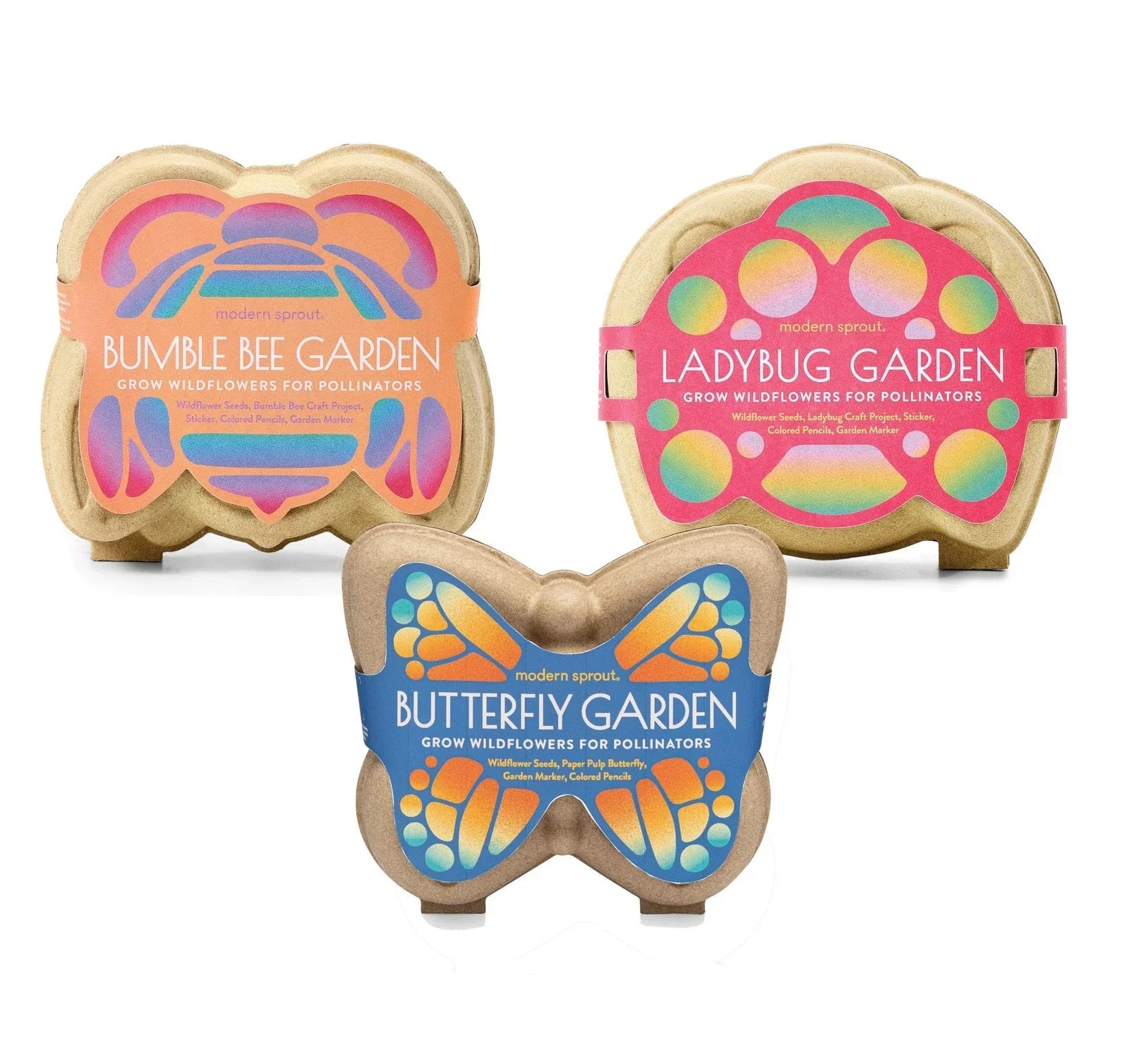 Curious Critters Garden Activity Kit 3-Pack Wildflower Seed Packets for Kids, Educational Gardening, Attracts Pollinators