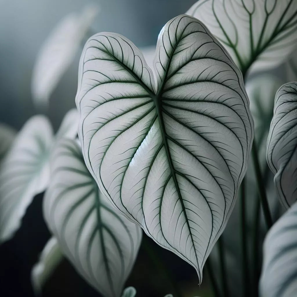Snow White Caladium Bulbs - 2 Pack for Planting - Perennial Elephant Ears, Fancy Foliage - Caladium bicolor