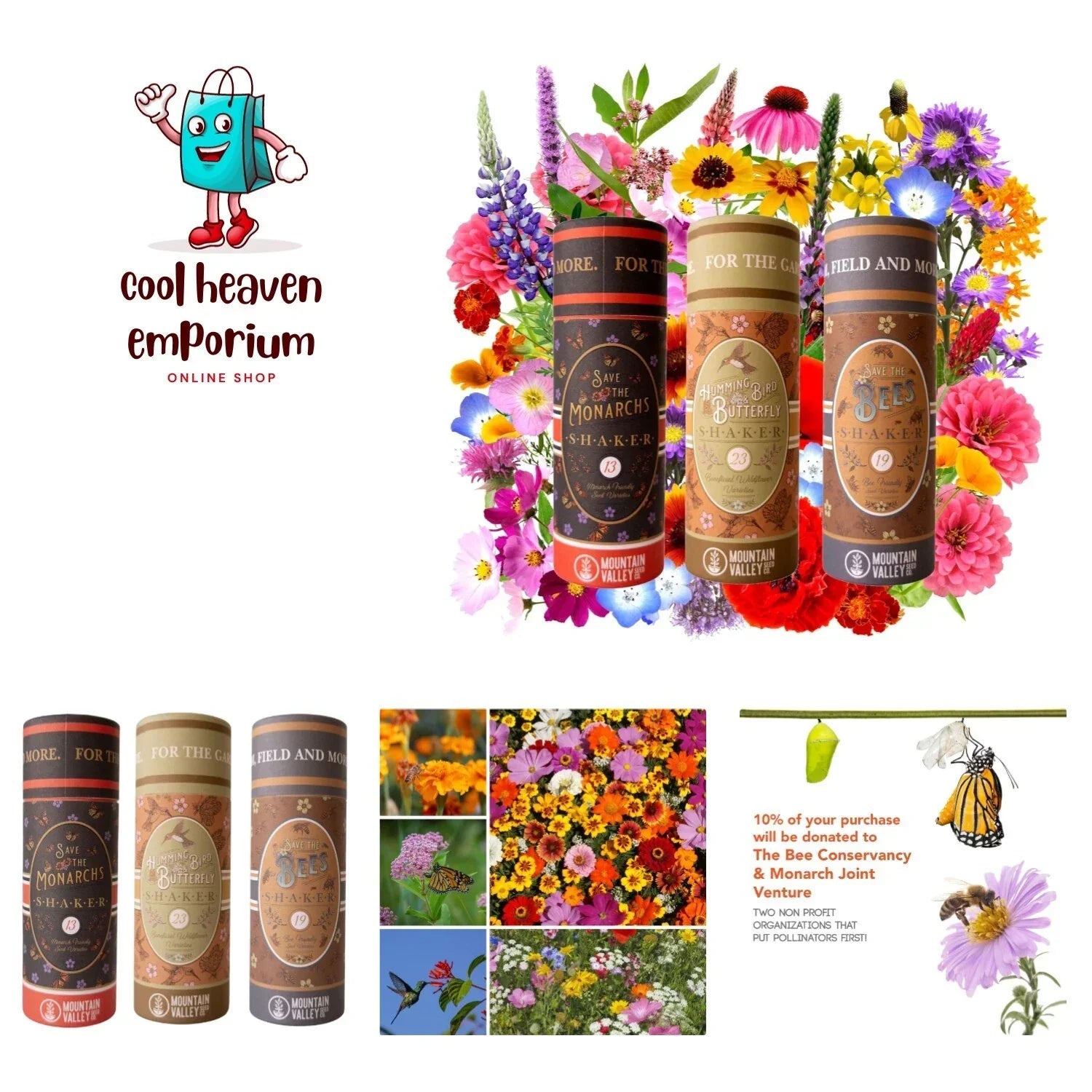 Wildflower Seed Mix - 300,000+ Native Pollinator Seeds for Gardens & Meadows - Attract Bees & Butterflies