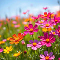 Cosmos Dwarf Seeds - 100 Pack - Sensation Mix - Red, Pink, White - Non-GMO, Spring Planting, Compact Blooming Flowers