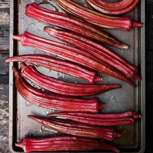 Heirloom Red Burgundy Okra Seeds - Non-GMO Vegetable Seeds for Garden, Abelmoschus esculentus, Edible Dark Red Pods, Packet of 50 Seeds