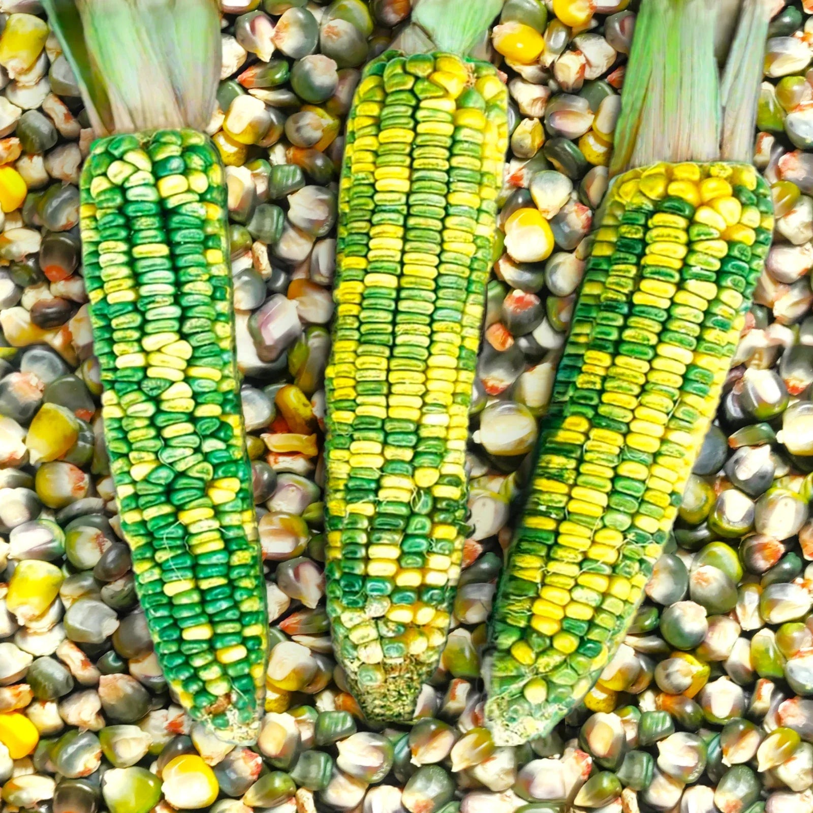 Green and Gold Dent Corn Seeds - Oaxacan Maize Flint - Indian Ornamental Zea mays for Garden, Landscape & Craft