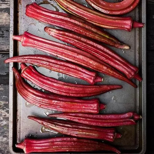 Red Burgundy Okra Seeds - Non-GMO Heirloom Abelmoschus esculentus, 75 Packets for Home Garden, Container, Raised Bed