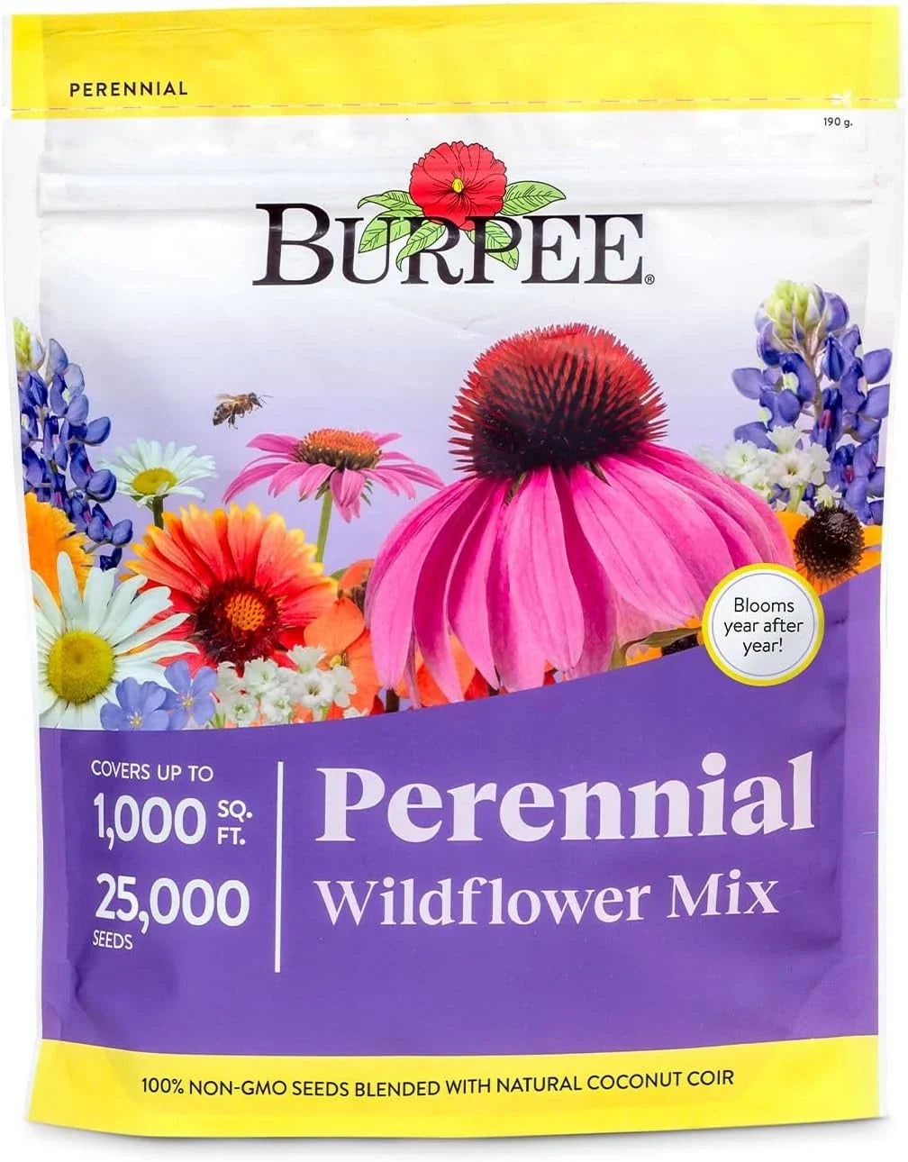 Wildflower Seeds Bulk 25,000 Count | 18 Varieties Non-GMO Flower Seeds for Pollinator Gardens, Wildflower Meadow, Butterfly & Bee Attractant
