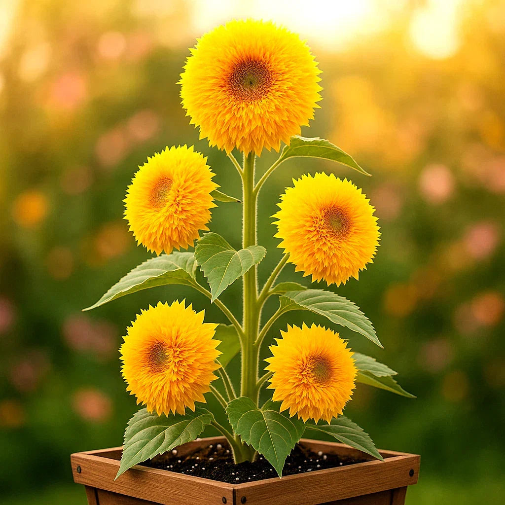 Tall Teddy Sunflower Seeds - 50+ Pack - Giant 10" Fluffy Blooms - Helianthus annuus - Full Sun, Easy to Grow