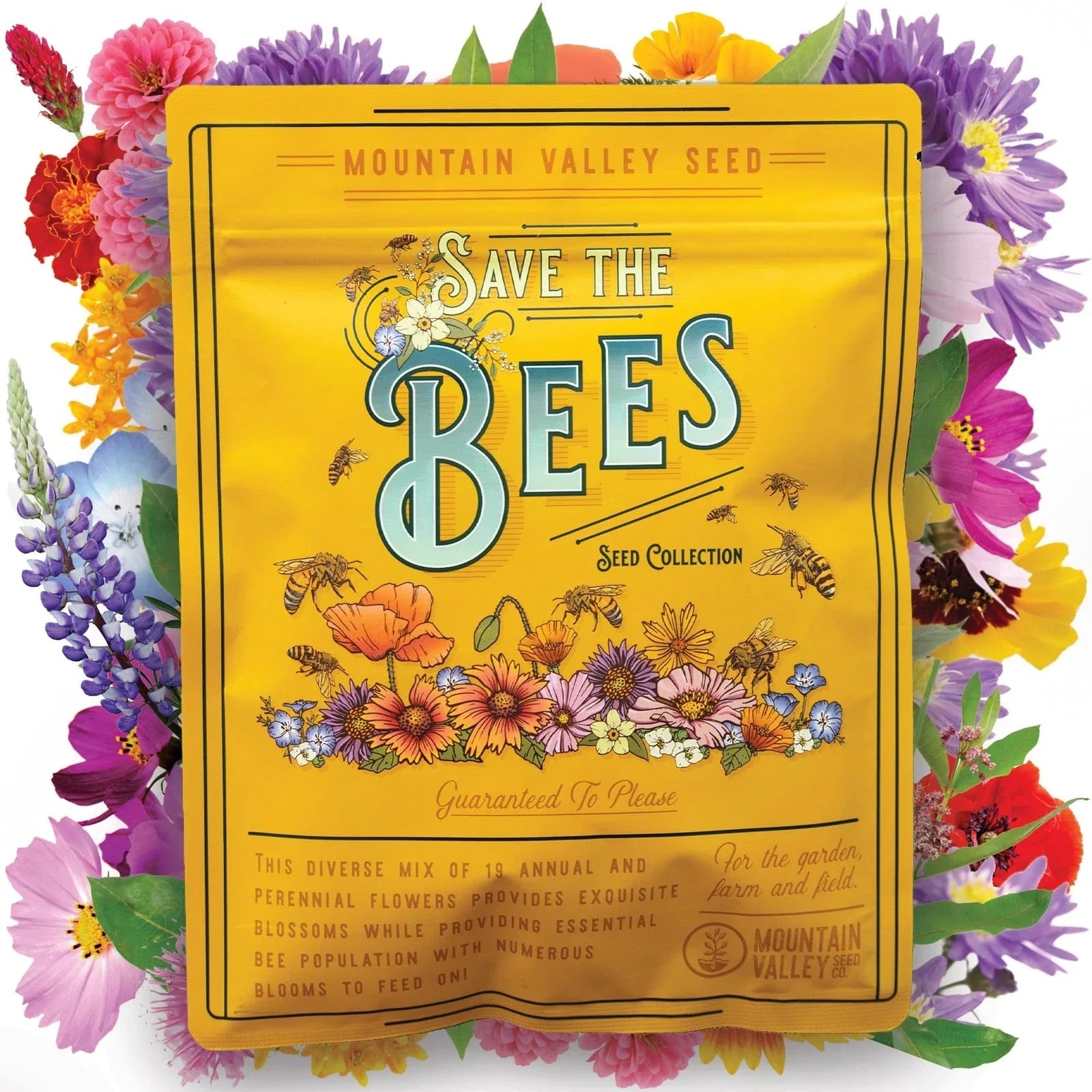 Bulk Wildflower Seeds 2 Oz Non-GMO Bee & Pollinator Mix for Biodiversity Enhancement, Attracts Bees & Butterflies