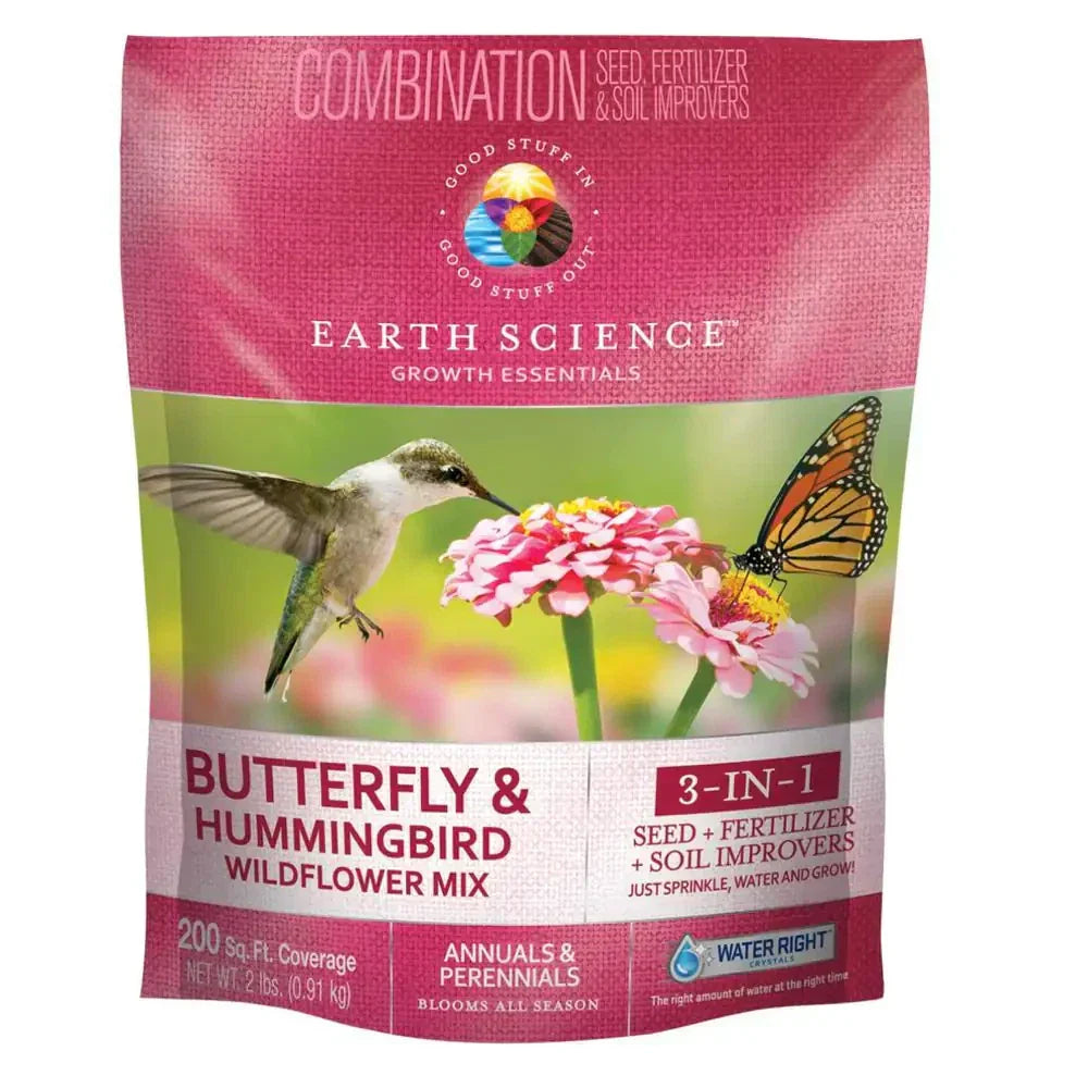 Wildflower Seed Mix with Plant Food – Butterfly & Hummingbird Attracting Wildflower Blend – 2 Lbs. Garden Seeds for Pollinators