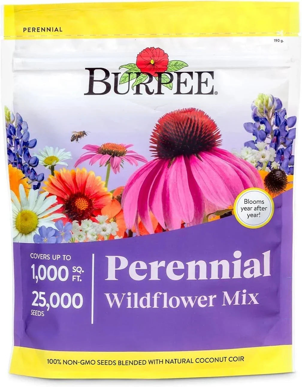 Wildflower Seed Mix 25000 Bulk Bag | 18 Non-GMO Varieties | Burpee Wildflower Mix