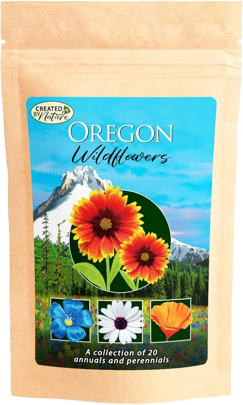 Oregon Wildflower Seed Mix, 325 sq ft, 20 Native Flower Varieties, Over 60,000 Seeds, Pollinator-Friendly, Non-GMO