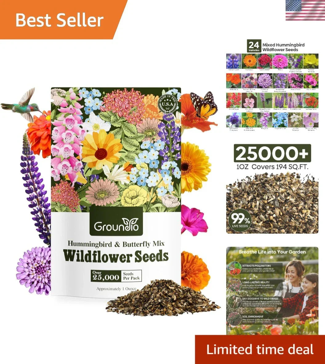 Wildflower Seeds 1 Ounce Hummingbird & Butterfly Mix - 24 Native Varieties