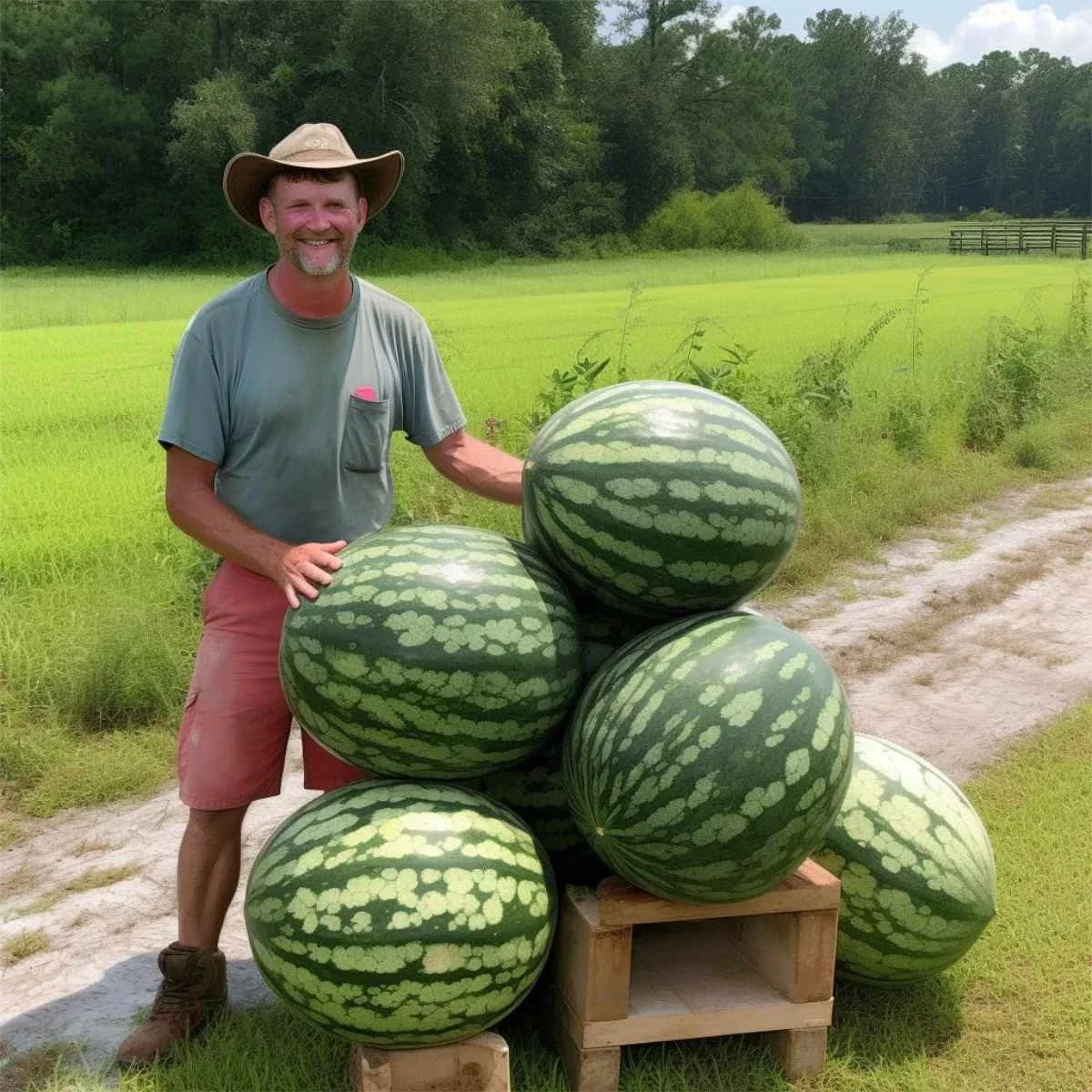 Florida Giant Watermelon Seeds - Heirloom Organic Non-GMO Citrullus lanatus, 12 Pack, Large, Sweet, Vining Fruit Seeds