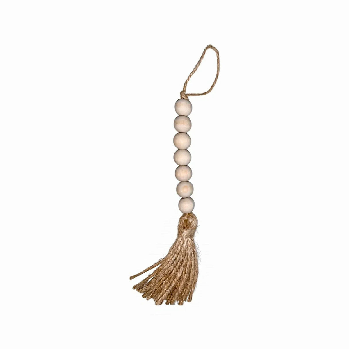 Mini Wooden Macramé Beads on Twine with Rustic Fringe Tassel, Handmade Craft Supplies, Natural Wood, Bohemian Decor Accessories