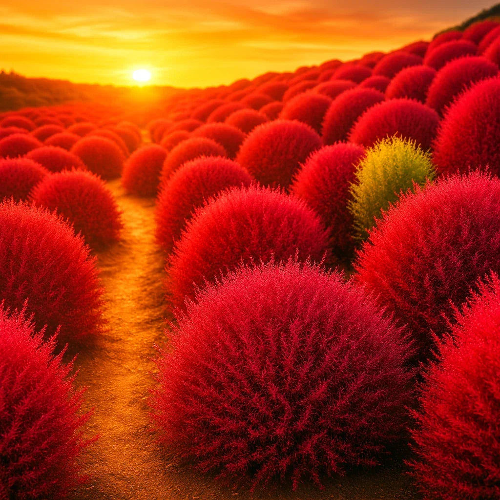 Burning Bush Kochia Seeds - 300+ Scarlet Fall Hedge Drought-Tolerant Kochia scoparia for Borders & Hedges