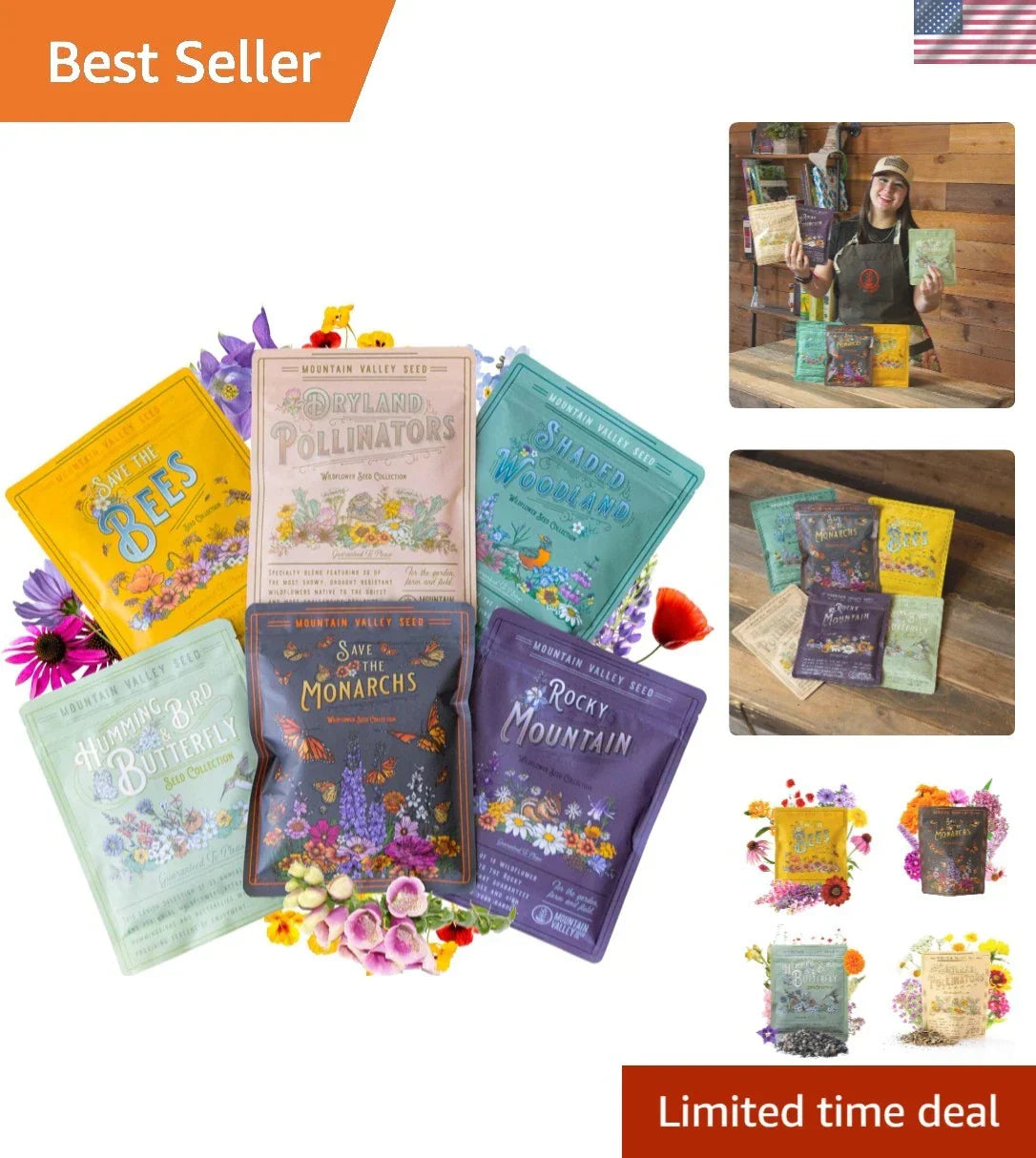 Wildflower Seeds Collection - 500,000+ Native Wildflower Seeds for Gardens, Attracting Butterflies & Hummingbirds, Eco-Friendly Bulk Pack