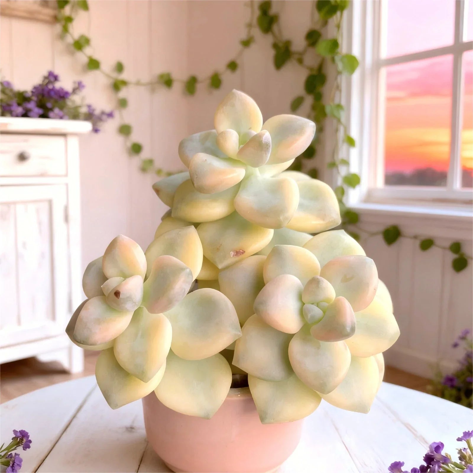 Rare Succulents Bare Root Plant | Graptoveria paraguayense bernalense variegata | Easy Care, Live Succulent