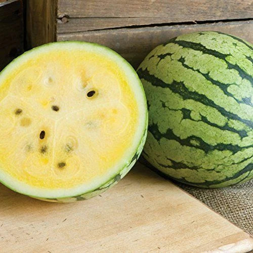 Yellow Petite Watermelon Seeds – Heirloom Non-GMO Citrullus lanatus, Compact Growth, Sweet Yellow Fleshed Melons, Seed Packet