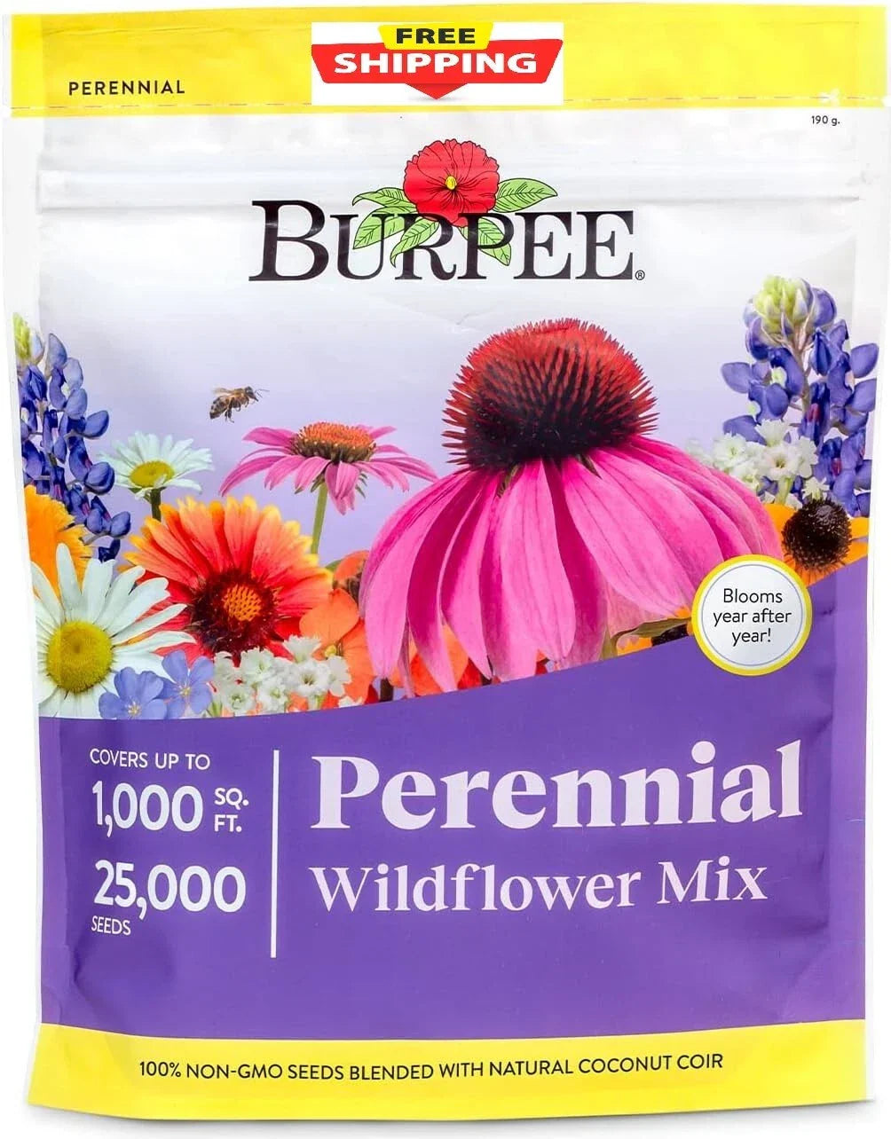Bulk Wildflower Seeds - 25,000 Count, 18 Non-GMO Varieties for Pollinators