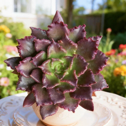 Echeveria Black Knight Succulent Plant - Rare Bare Root Dark Burgundy to Black Rosette for Home & Office