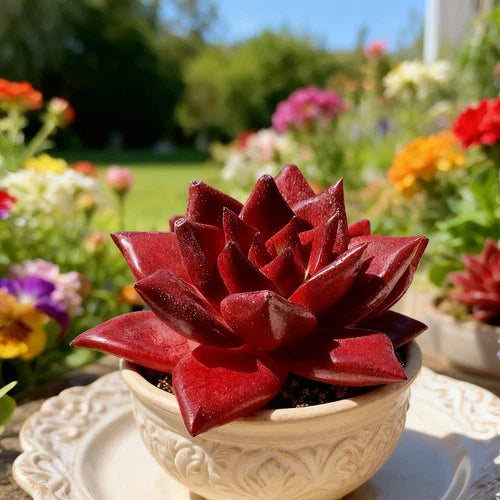 Echeveria Agavoides v. Romeo Rubin Succulent Plant Bare Root Rare Ruby Red Foliage Easy Care Live Plant