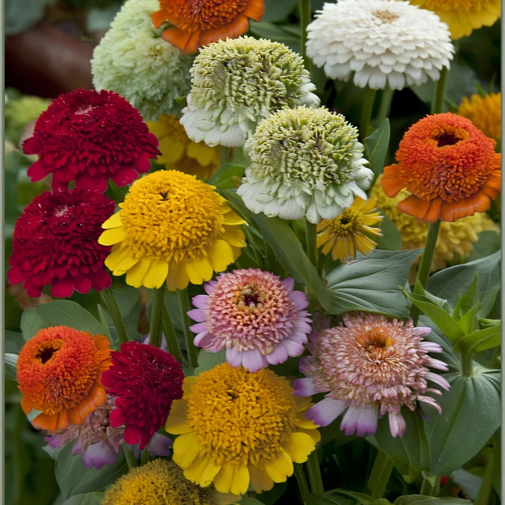 Crested Petal Zinnia Seeds - 25 Count Tall Annual Flowers with Ruffled Crown Blooms