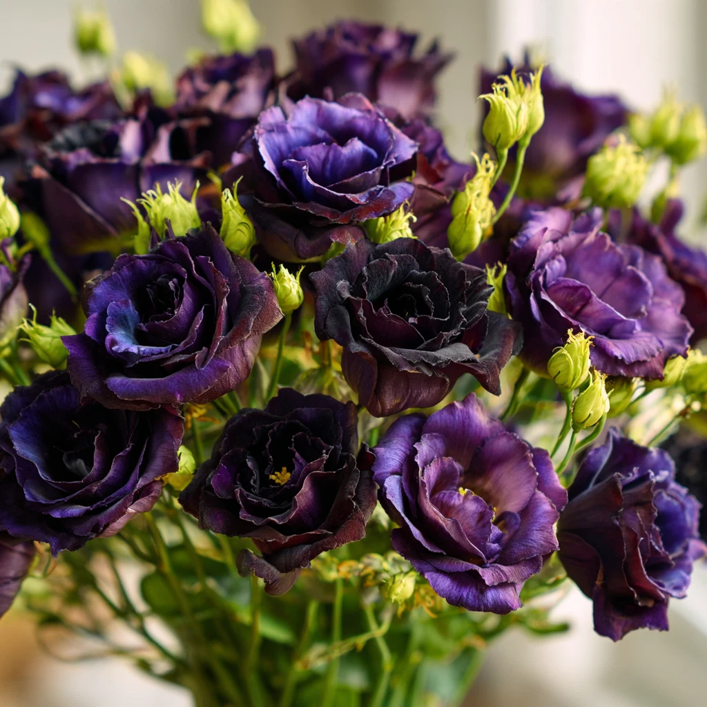 Rosanne Black Pearl F1 Lisianthus Seeds 25 Count Dark Purple Eustoma Flower Seeds for Garden & Cut Flowers
