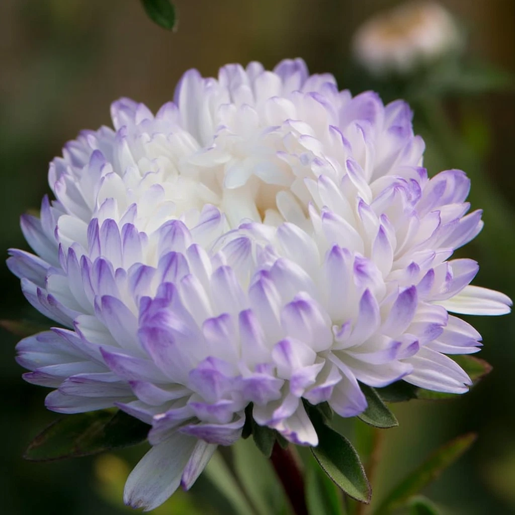 Tower Silver Aster Seeds – 50 Peony-Type Frosted White and Lavender Flowers